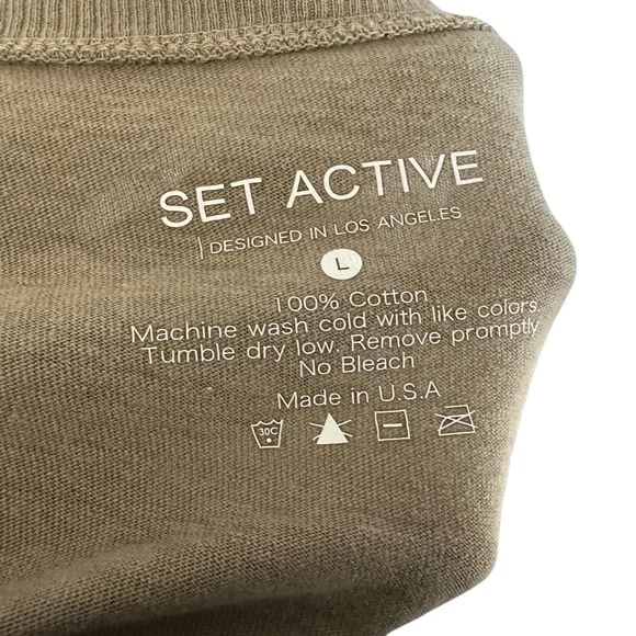 Set Active Womens Lot Of 2 Crop Long Sleeve T Shirt Sz Large Brown Tan Relaxed - Picture 8 of 16